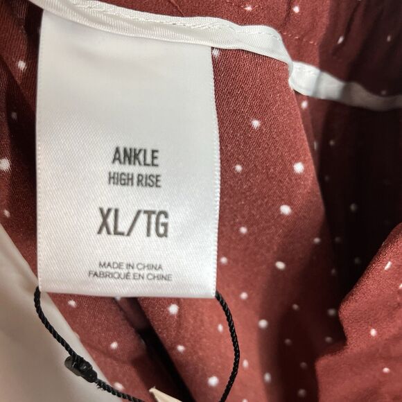 Express Polka Dot Ankle High Rise Pants Rust Womens XL Paperbag Elastic Waist - Picture 9 of 10